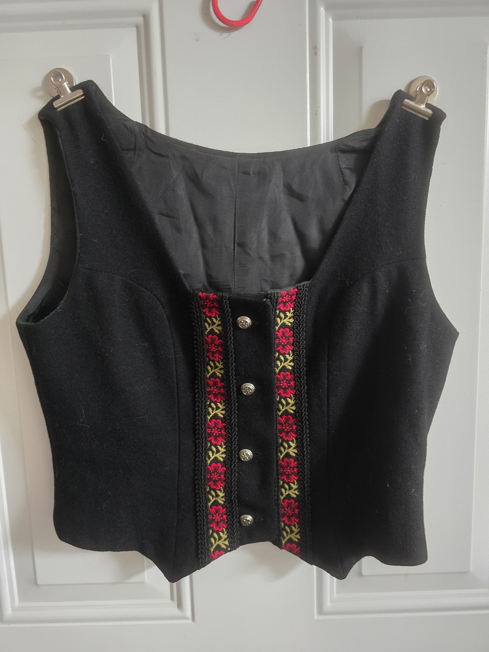 Black Embroidered Traditional-Style Women's Vest